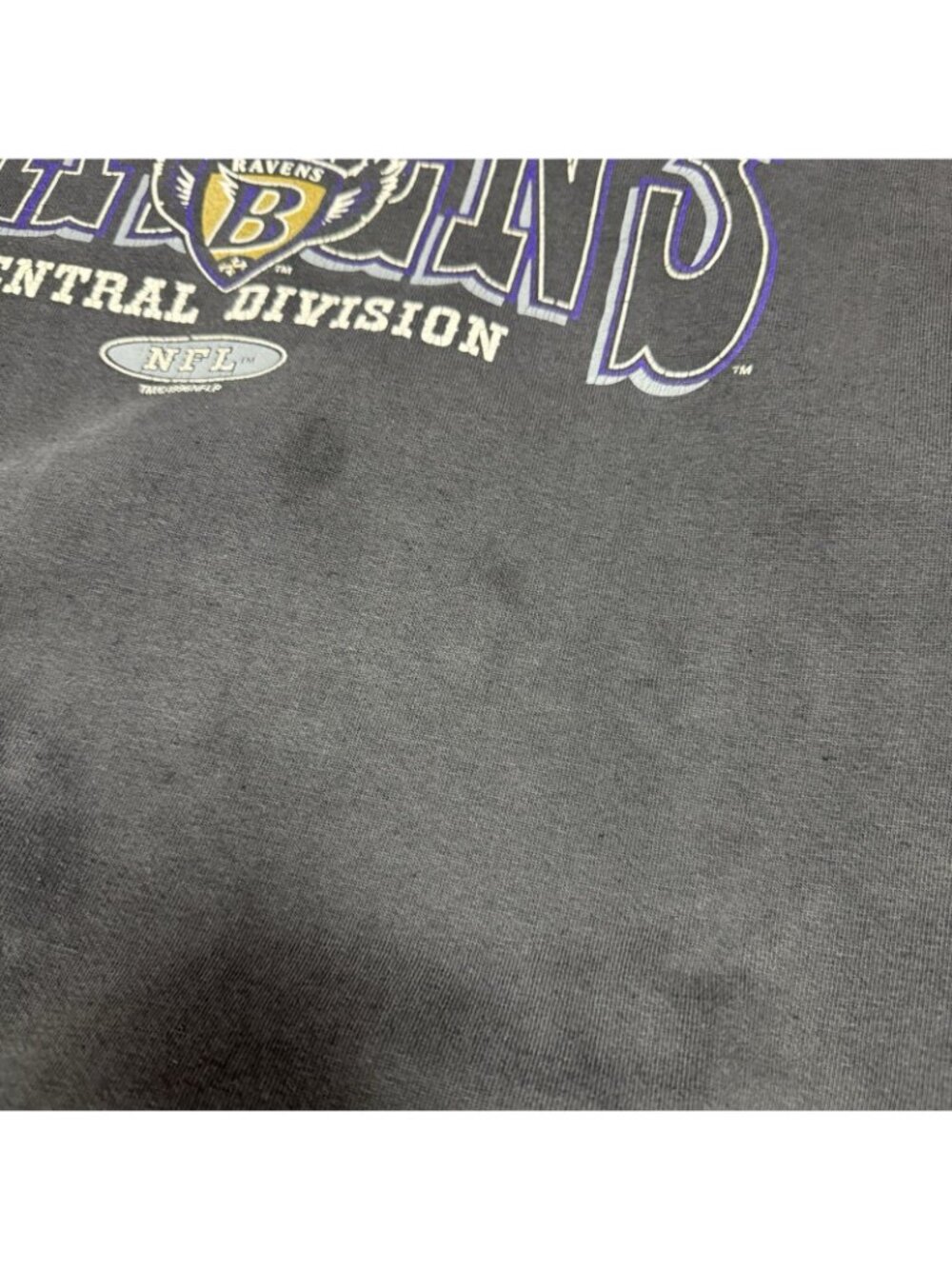 Vintage 90s Baltimore Ravens Sweatshirt Mens L Thrashed Faded Black NFL - Picture 8 of 11